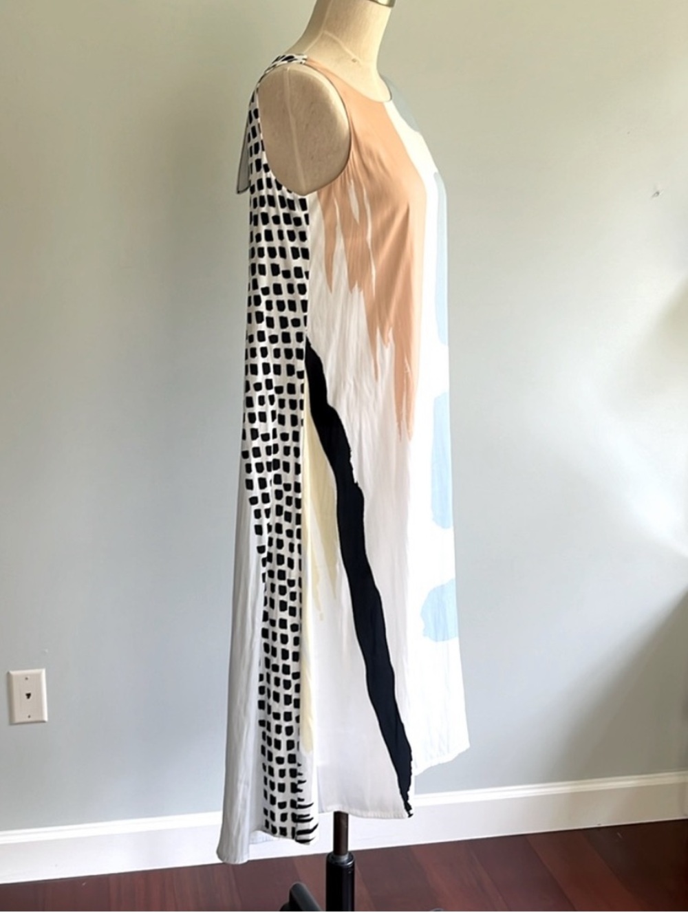 Chico's Sleeveless Maxi Dress in White, Coral, Light Blue & Black - Picture 3 of 7